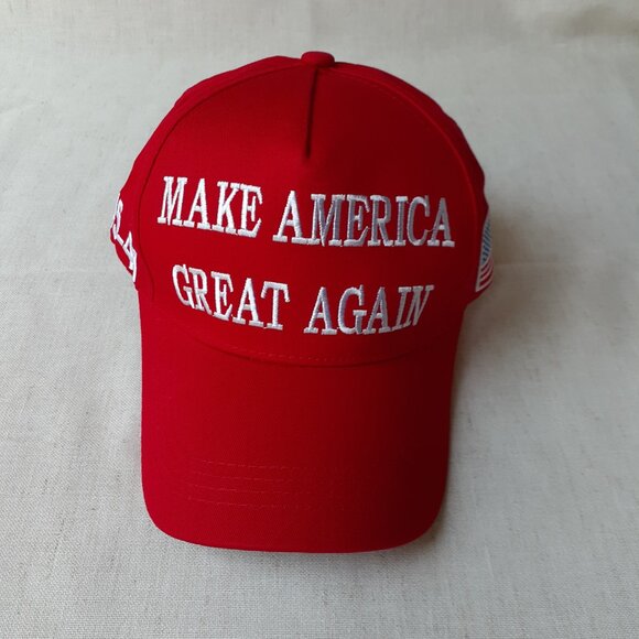 New MAGA - 45-47 - Flag - Trump - Red and White Baseball Cap - Adjustable Fit - Picture 11 of 11